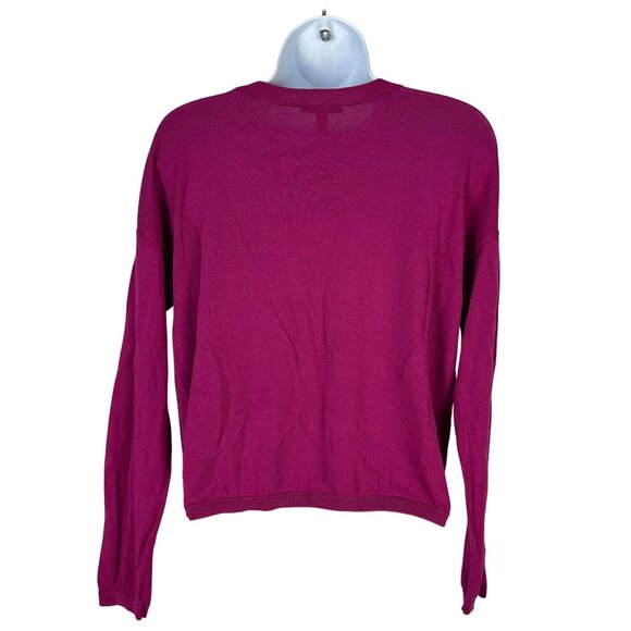 Eileen Fisher Womens XS Magenta Long Sleeve Lightweight Sweater Tencel Blend - Picture 2 of 4